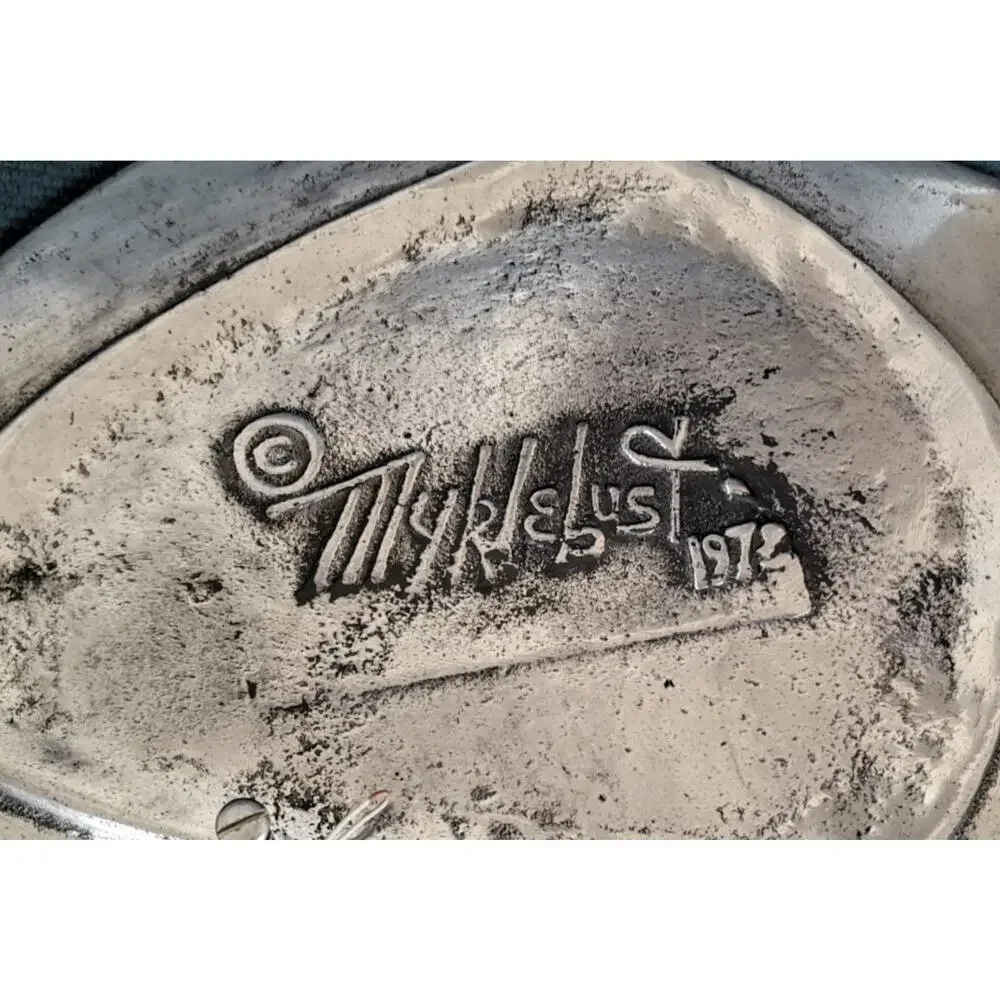 Vintage 1971 Richard Myklebust Brutalist Cast Aluminum Art Plaque Box Lid Signed